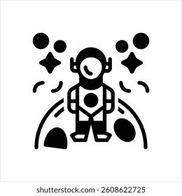 Vector black icon for man on the moon