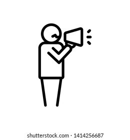 Vector black icon for man talking by a speaker