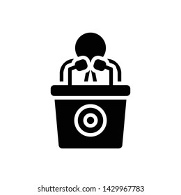 Vector black icon for man talking by a speaker