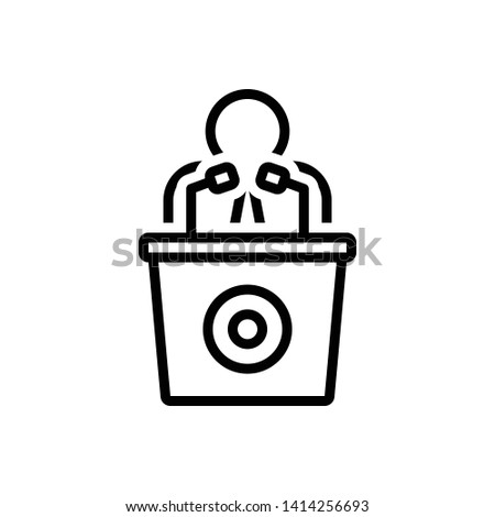 Vector black icon for man talking by a speaker