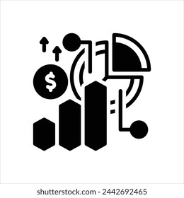 Icono negro del vector para la cuota de mercado