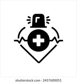 Vector black icon for medical alert