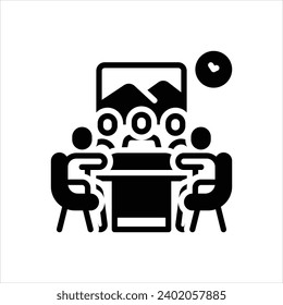 Icono negro vector para la reunión