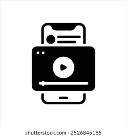 Ícone preto vetorial para vídeo móvel