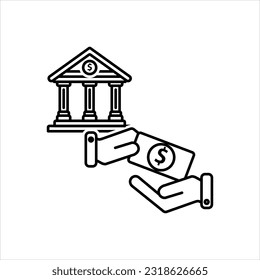 Icono negro vector para transferencia de dinero 