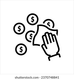 Vector black icon for money wipe