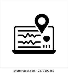 Ícone preto de vetor para visita de monitoramento