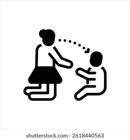 Vector black icon for mother to child