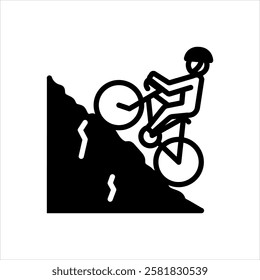 Vector black icon for mountain biker