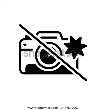 Vector black icon for no flash