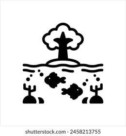 Vector black icon for ocean acidification