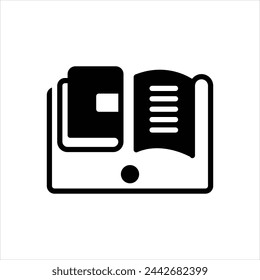 Vector icono negro para libro en línea