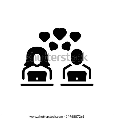 Vector black icon for online dating