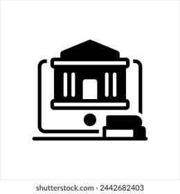 Vector icono negro para la escuela en línea