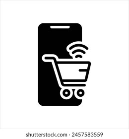 Vector negro icono para compras en línea