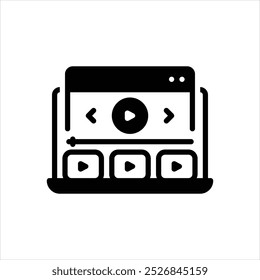 Ícone preto vetorial para vídeo online