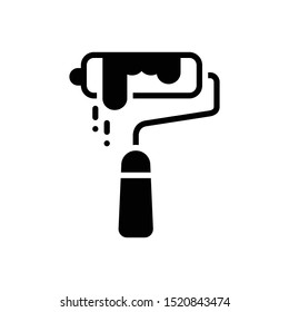Vector black icon for paint roller