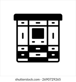 Icono negro del Vector para los armarios del paquete