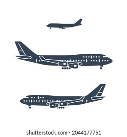 Avión de pasajeros con icono negro