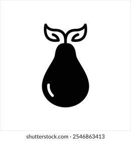 Ícone de vetor preto para pera