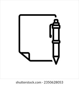 Vector black icon for pen and paper