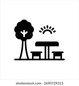 Vector black icon for picnic areas