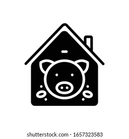 Vector black icon for pig house