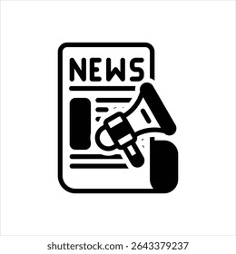 Ícone de vetor preto para press release