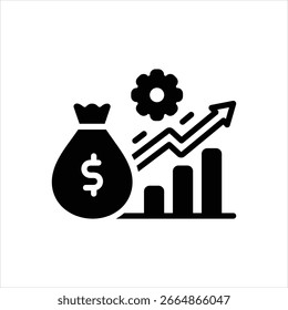 Icono negro de Vector para la maximización de beneficios
