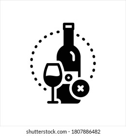 Vektorschwarz-Symbol für verbotenen Wein