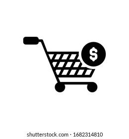  Icono negro del vector para la compra