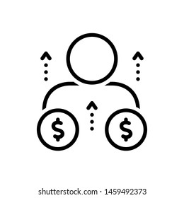 Vector black icon for raise salary