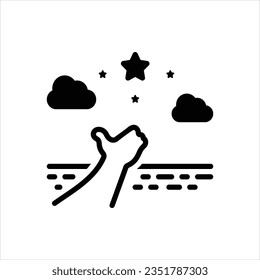 Vector black icon for reaching