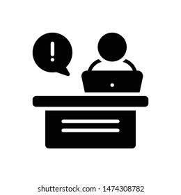 Vector black icon for reception desk
