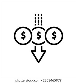 Icono negro vector para reducir costes