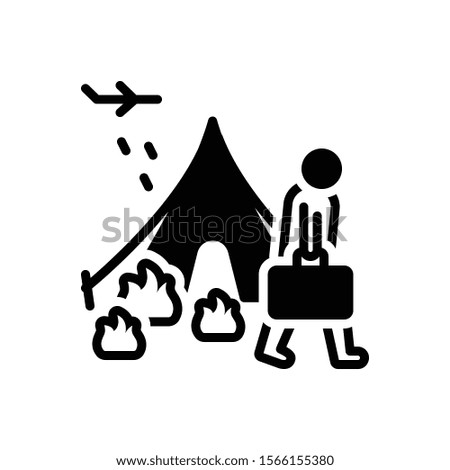 Vector black icon for refugee