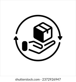 Icono negro del vector para las devoluciones