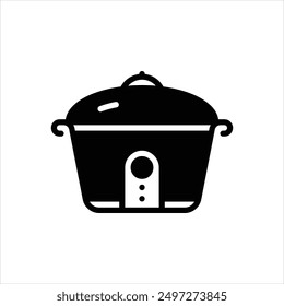 Vector black icon for rice cooker