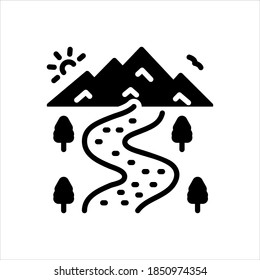 Vector black icon for river