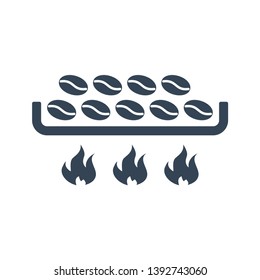 vector black icon roasting of coffee beans