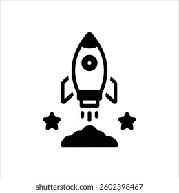 Vector black icon for rocket
