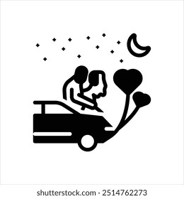 Vector black icon for romantic night