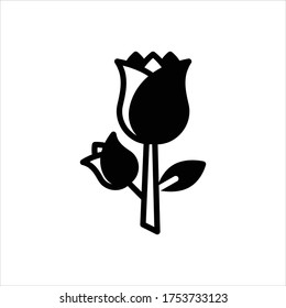Vector black icon for rose