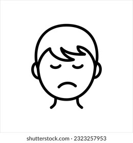Icono negro vector para emoji chico triste