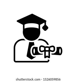 Vector black icon for scholarship