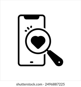 Vector black icon for search love