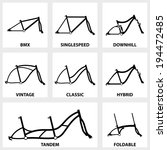 Vector black icon set bicycle frame on white background