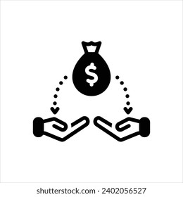 Icono negro vector para beneficio de acciones