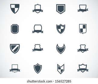 Vector black icon shield icons set