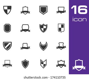 Vector black icon shield icons set on white background